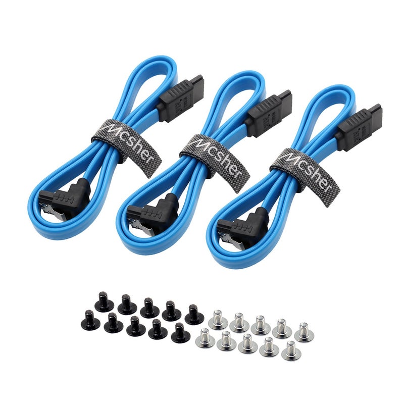Mcsher 3 Pack 20-Inch SATA III 6GB/s Data Cable with Locking Latch and 90-Degree Plug - Image 1